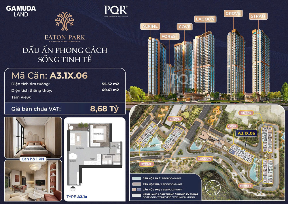 Giỏ hàng căn hộ Eaton Park giá gốc CĐT -  căn hộ cao cấp 1PN, 2PN, 3PN, Shophouse Eaton Park - Gamuda Land, quận 2