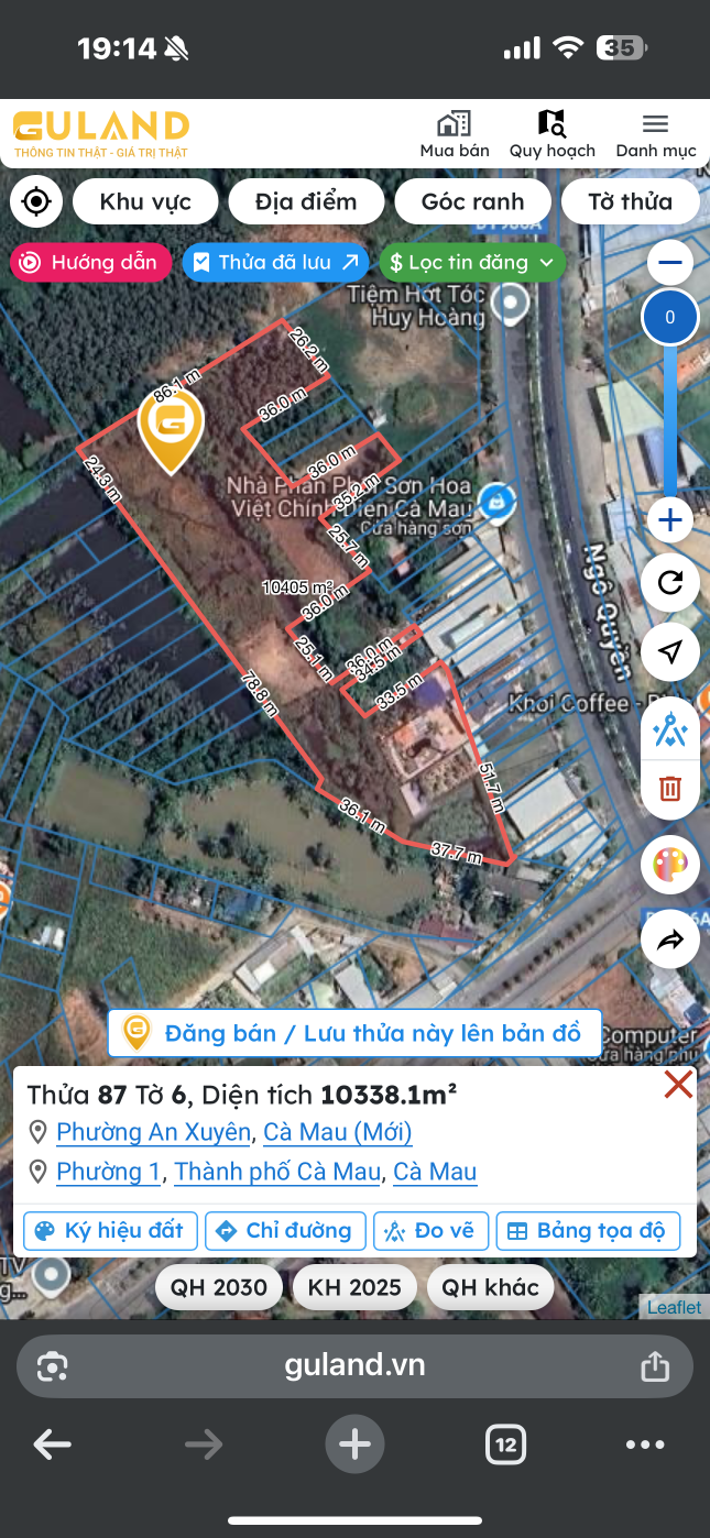 Bán 720m đất ngay đường ngô quyền đối diện trường dân tộc nội trú cà mau
