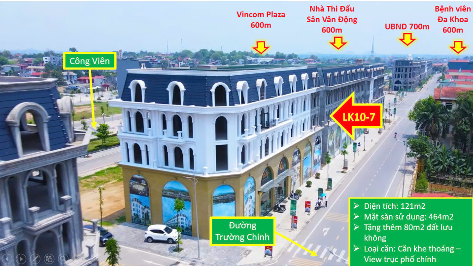 Bán căn Shophouse khe thoáng 5 tầng mặt phố kinh doanh siêu đẹp tại Âu Cơ Park City Phú Thọ