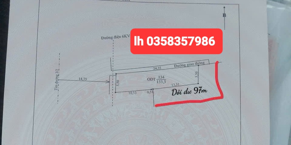 Bán đất 113.3m² ngang 5.5m giá 3 tỷ Phường Bá Xuyên