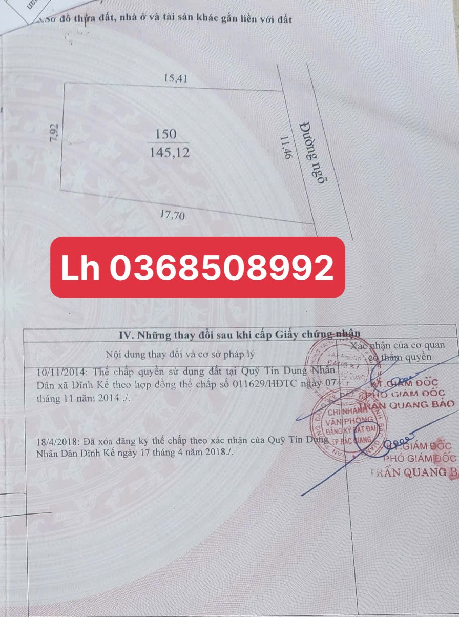 Bán đất 145,12m² ngang 11,46m giá 5.3 tỷ Phường Bắc Giang