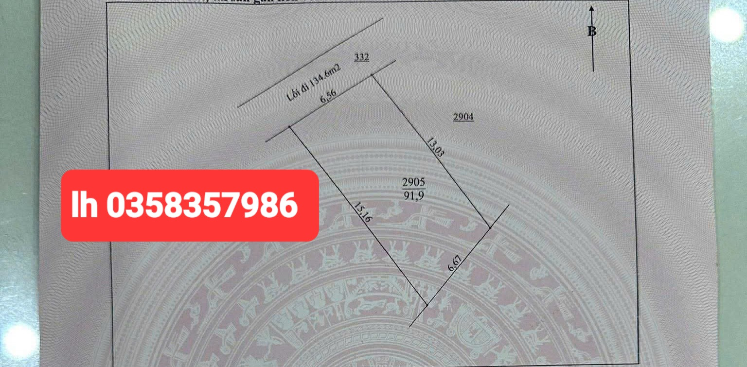 Bán đất 91.9m² ngang 6.67m giá 600 triệu Phường Bách Quang