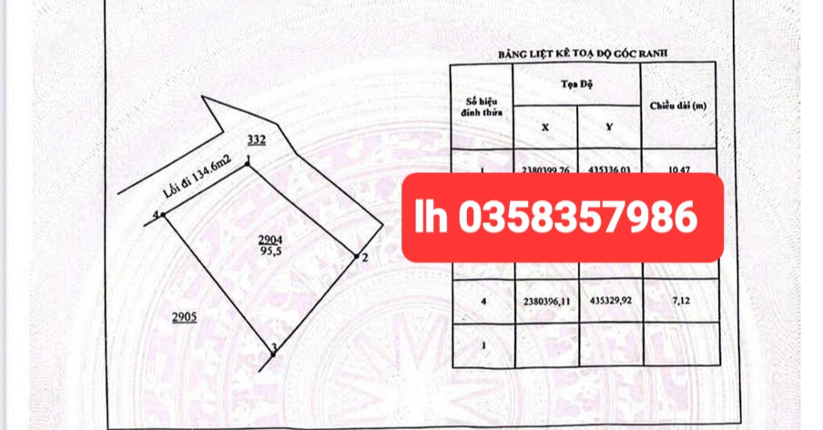 Bán đất 95.5m² ngang 9.44m giá 560 triệu Phường Bách Quang