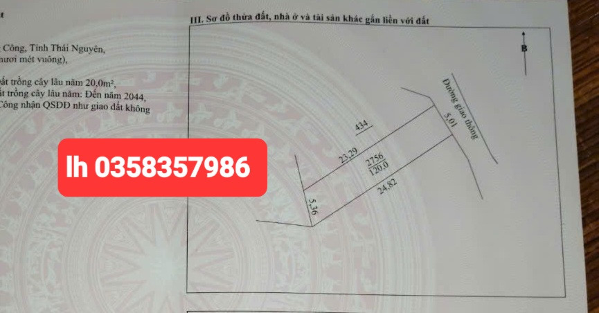 Bán đất 120m² ngang 5.36m giá 570 triệu Phường Bách Quang
