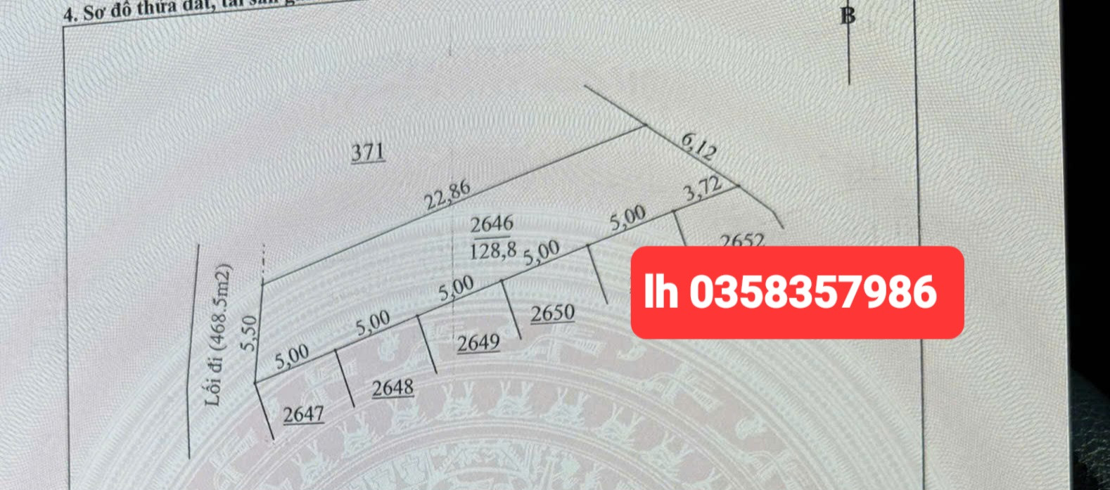 Bán đất 128.8m² ngang 6.12m giá 660 triệu Phường Bách Quang