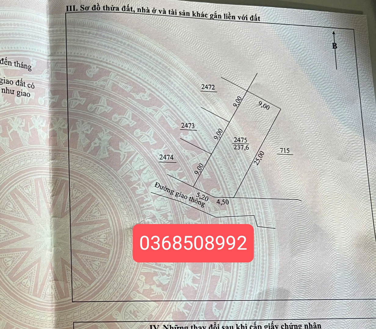 Bán đất 237,6m² ngang 9m giá 800 triệu Phường Bách Quang