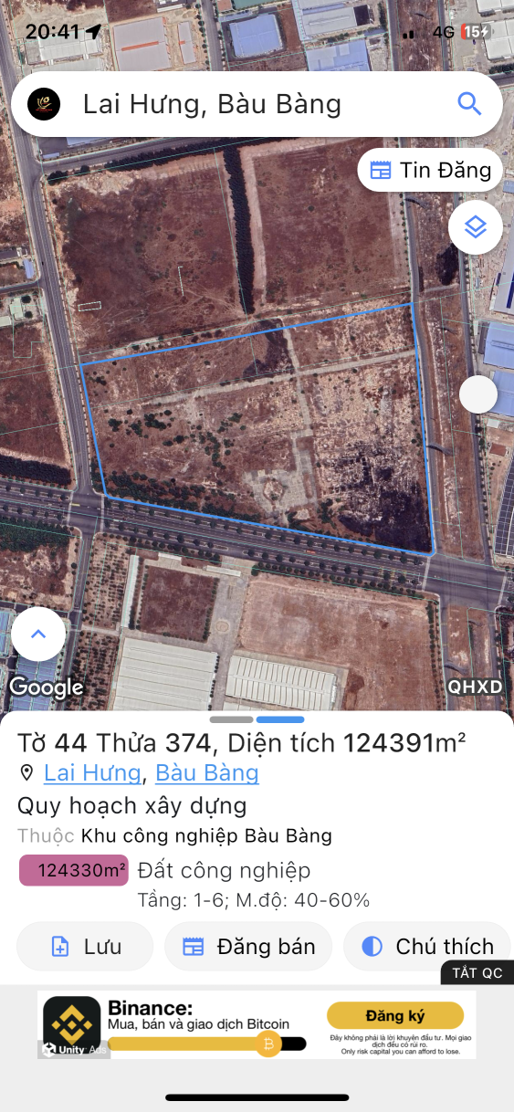 Bán đất 131879m² ngang 351m giá 494 tỷ Phường Bến Cát