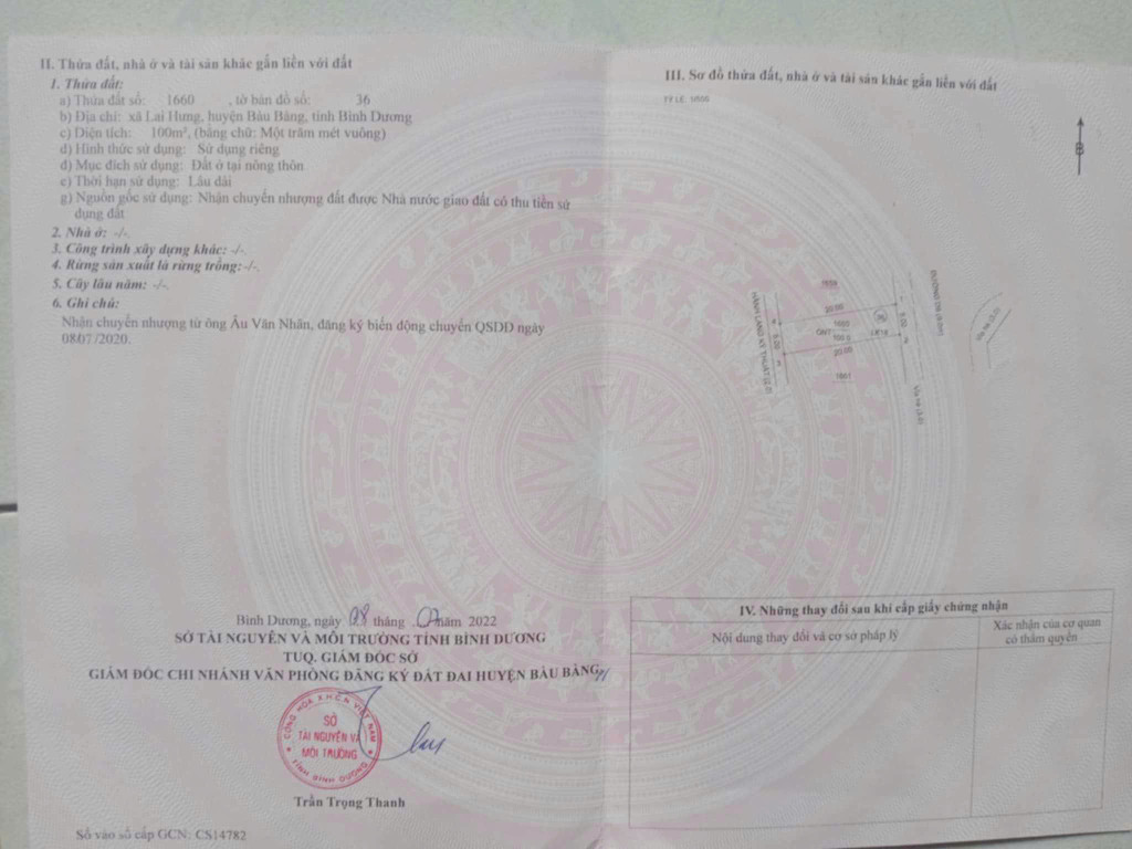 Bán đất 100m² ngang 5m giá 940 triệu Phường Bến Cát