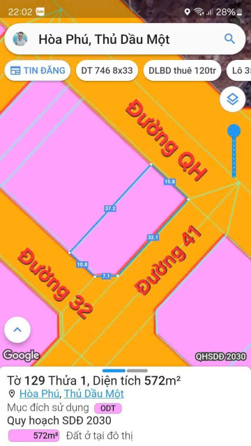 Bán đất 863.9m² ngang 30m giá 25.4 tỷ Phường Bình Dương
