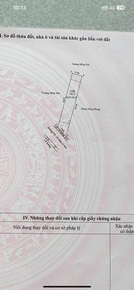 Bán đất 142.2m² ngang 5m giá 4.2 tỷ Phường Bình Dương: 0815422197