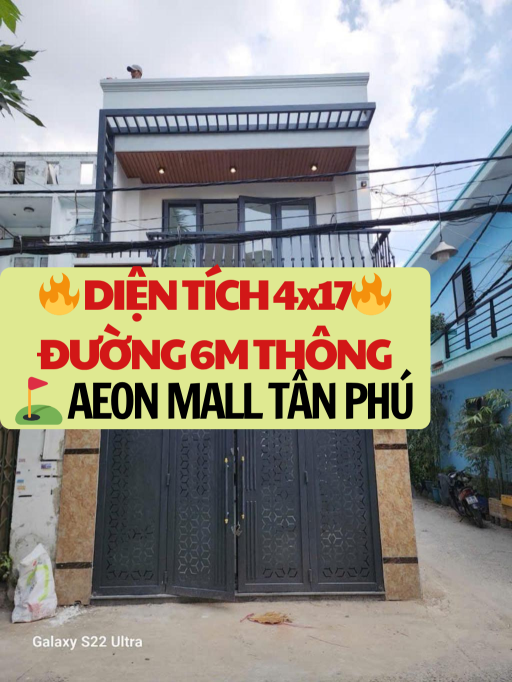 NGAY AEON TÂN PHÚ - NHÀ MỚI XÂY - 4X17 - CHỈ NHỈNH 6.00T