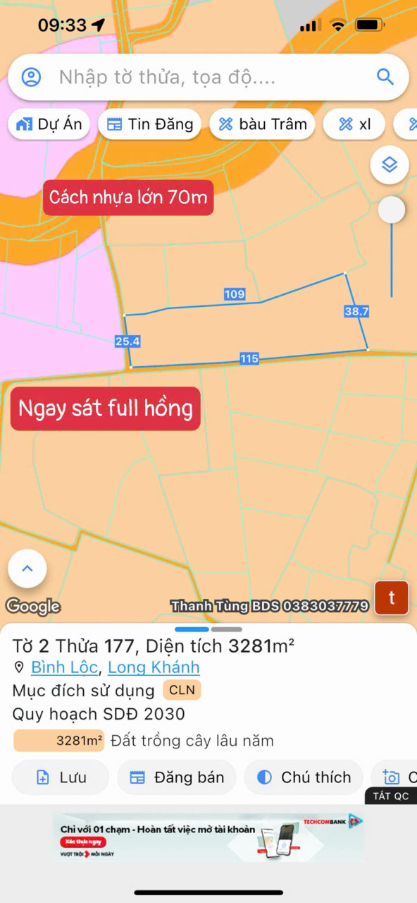 Bán đất Bình lộc, long khánh giá chỉ 900tr/1000m
