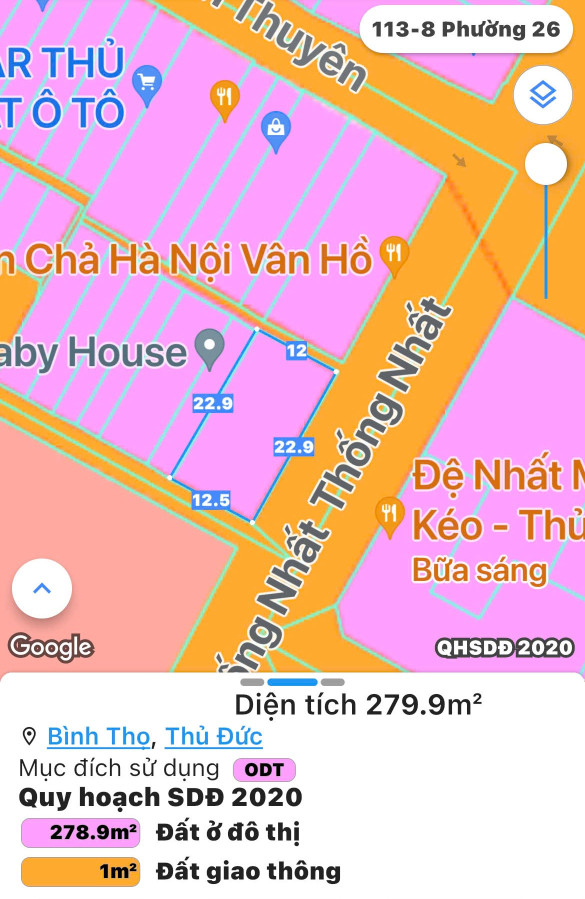 Đất Mặt Tiền Lô Góc – Vị Trí Kim Cương – P.Bình Thọ Thủ Đức, 279m2 Giá 42 Tỷ