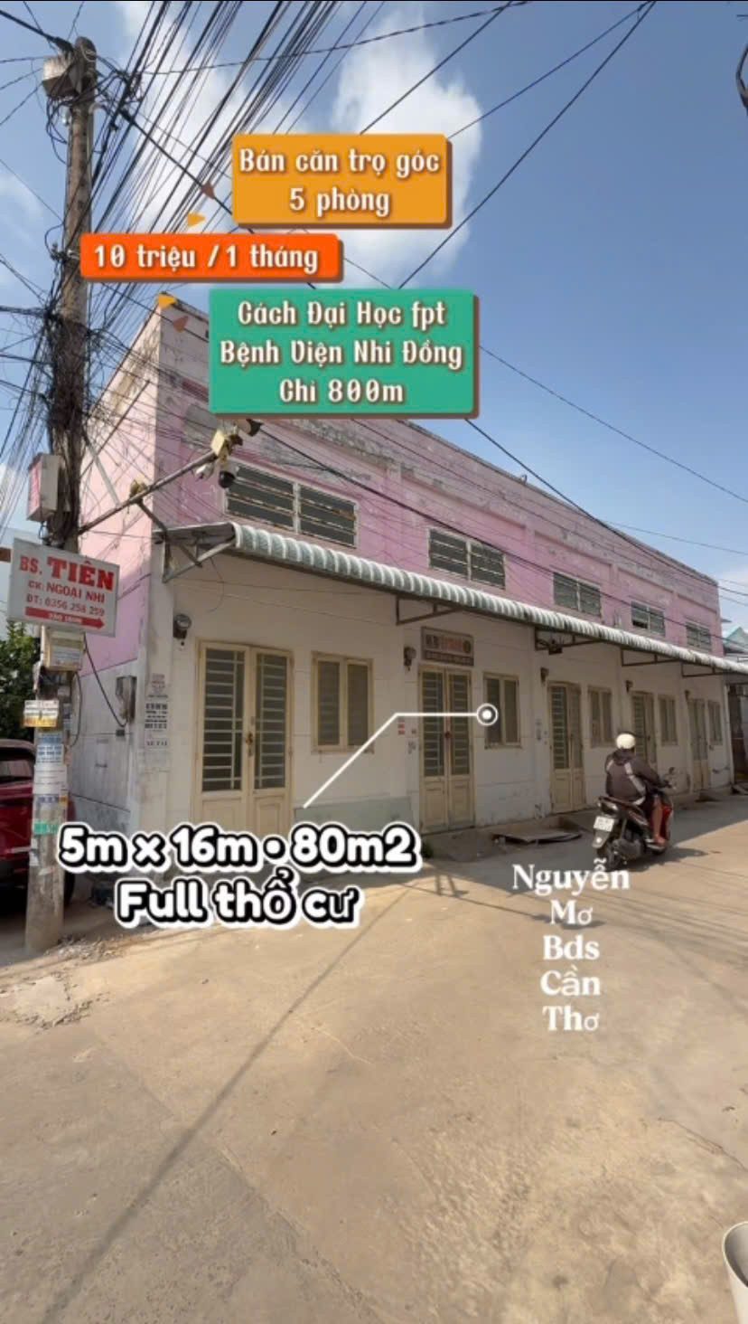 📣📣 BÁN DÃY TRỌ 5P GÓC 2  MẶT TIỀN KDC Mặt Trời Đỏ