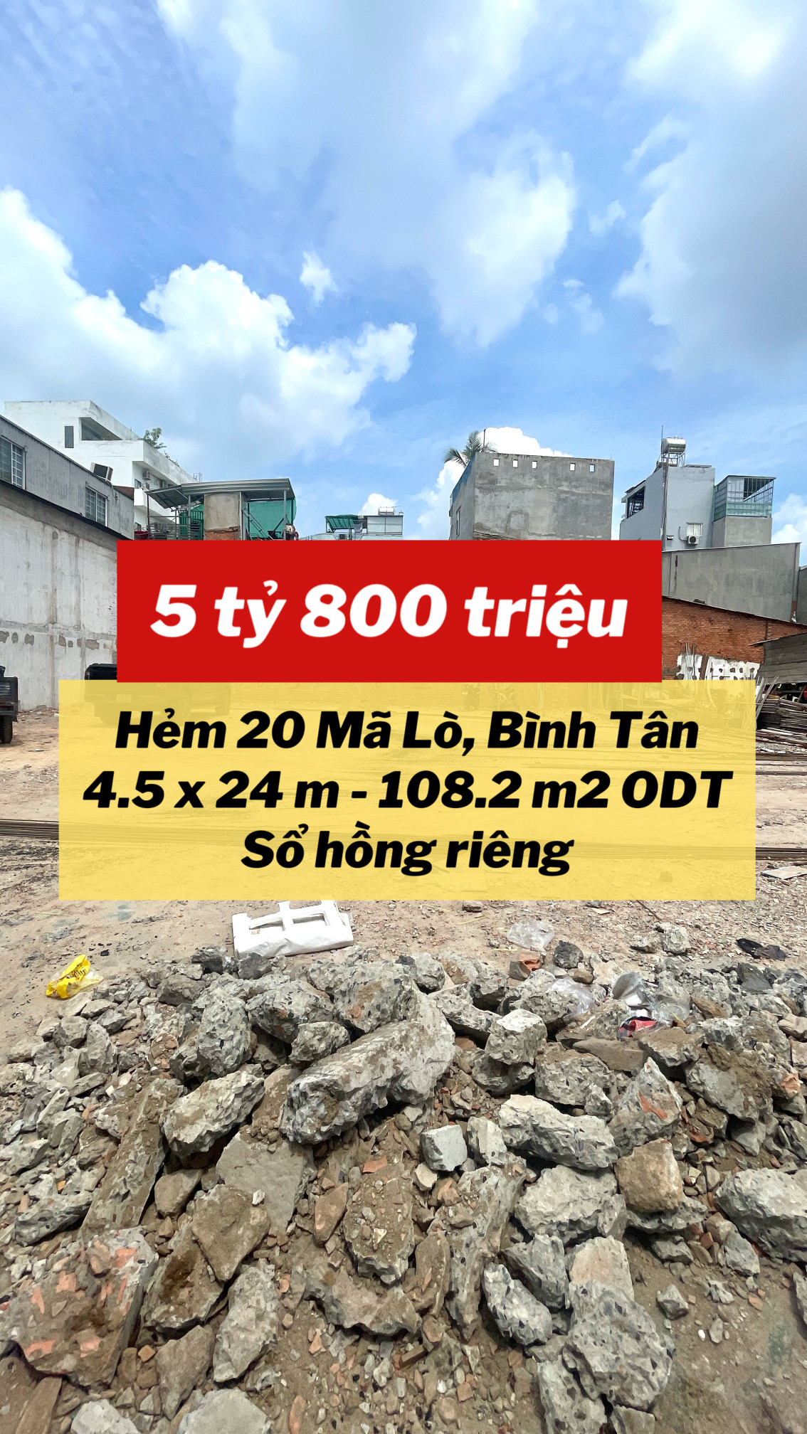 Đất đẹp ngang 4.5m Mã Lò chỉ 5.8 tỷ !