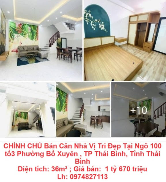 CHÍNH CHỦ Bán Căn Nhà Vị Trí Đẹp Tại Ngõ 100 tổ3 Phường Bồ Xuyên , TP Thái Bình, Tỉnh Thái Bình