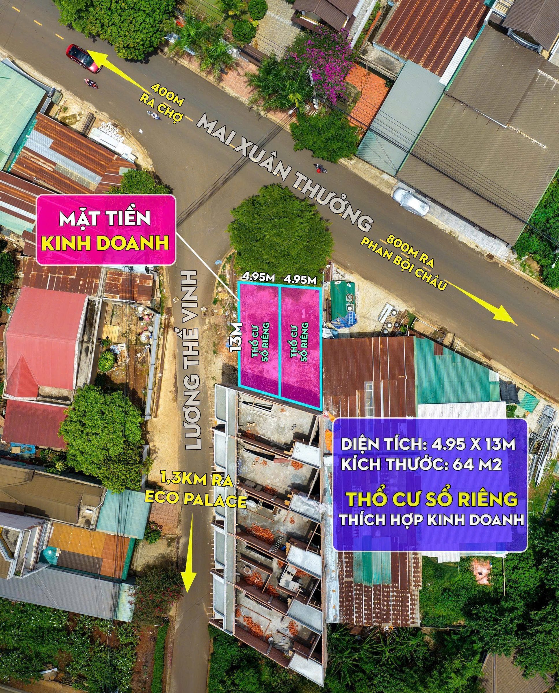 Bán Đất 64m² thổ cư 64m² giá 3.6 tỷ tại Phường Buôn Ma Thuột Đắk Lắk