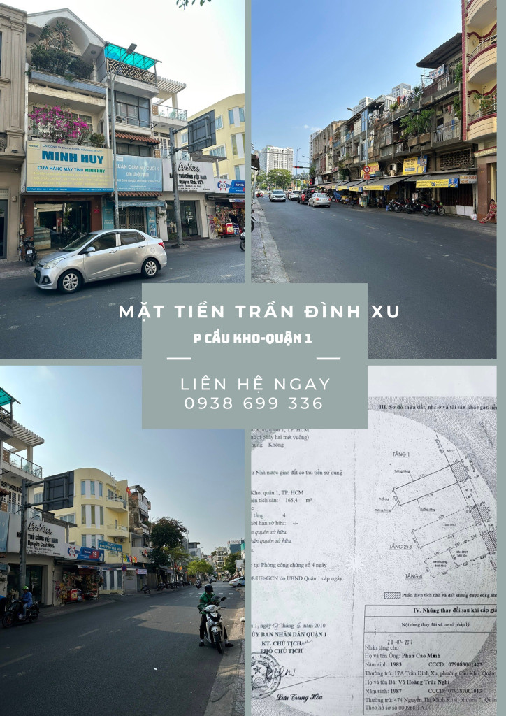 🏠 BÁN NHÀ 4 TẦNG MẶT TIỀN TRẦN ĐÌNH XU, PHƯỜNG CẦU KHO, QUẬN 1