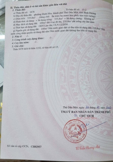 Bán đất ĐỊNH HÒA DX 71: 335m² ngang 10m giá 5.95 tỷ Phường Chánh Hiệp 0815422197
