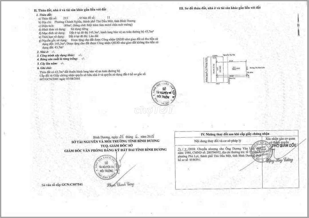 Bán đất mặt tiền đường kinh doanh bạch đằng tdm bình dương Dt 9x20 nở