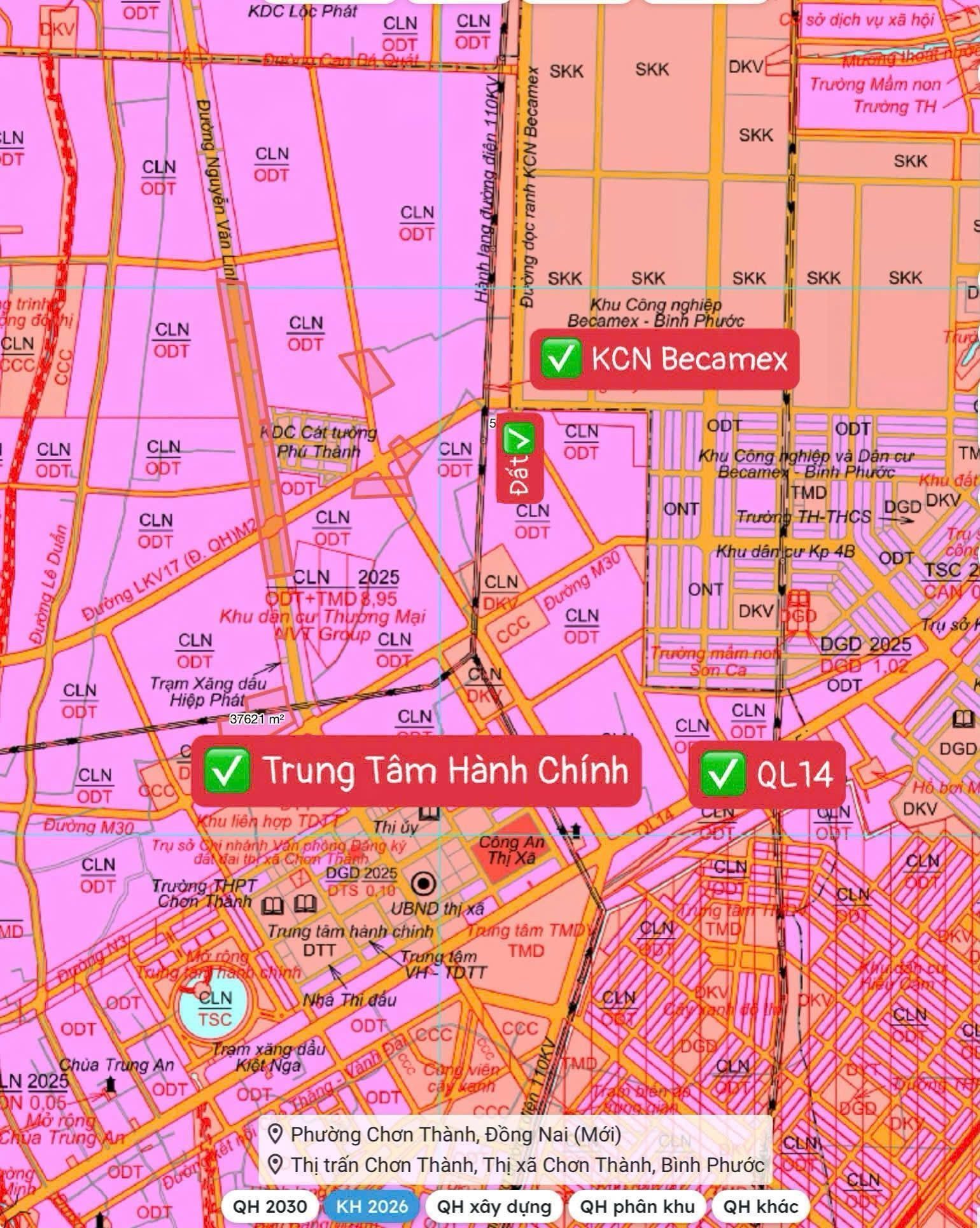 Bán đất 500m² có sẵn 60m² thổ cư ngang 5m giá 785 triệu tại Phường Chơn Thành