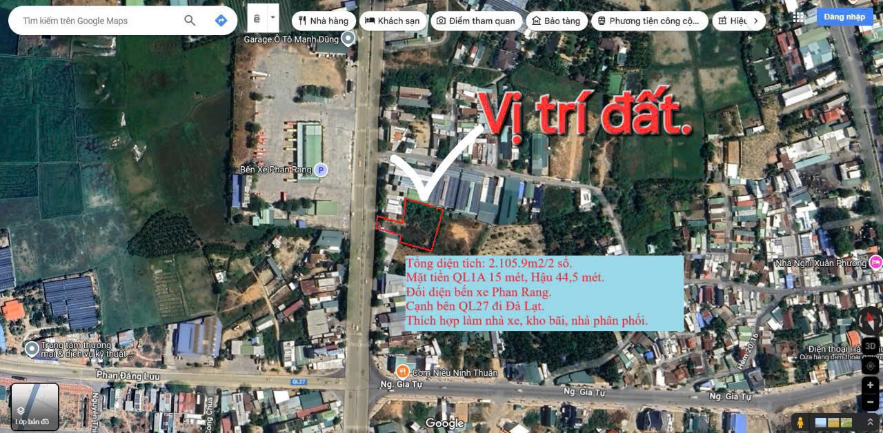 Bán đất đối diện Bến xe Tỉnh Ninh Thuận
