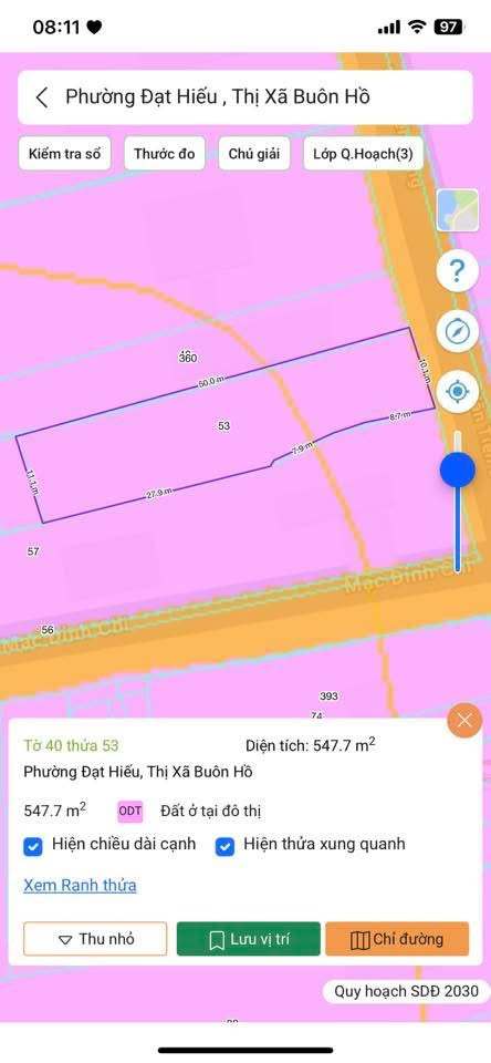 Bán đất 547.7m² giá 2.55 tỷ tại Phường Đạt Hiếu Thị xã Thị Xã Buôn Hồ