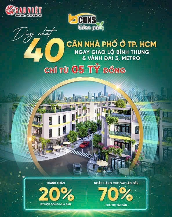 Nhà phố liền kề của chủ đầu tư Bcons, liền kề Metro, gần quốc lộ 1K, thanh toán 1 tỷ, cuối năm nhận nhà
