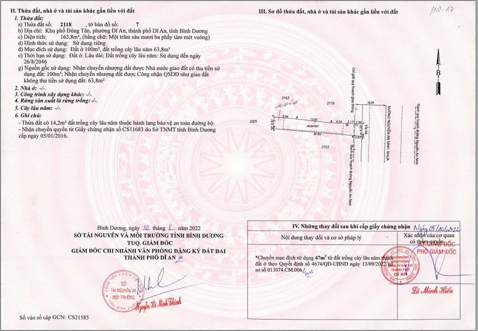 Bán đất mặt tiền đường Nguyễn An Ninh, TP Dĩ An