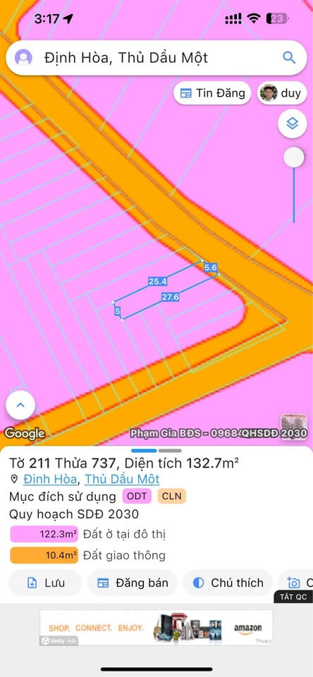 Bán đất 132.7m² ngang 5m giá 2.4 tỷ p Định Hoà: 0815422197
