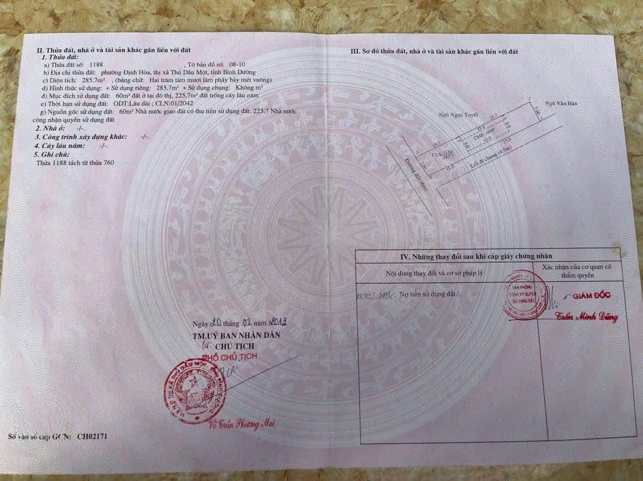 Bán đất 292.1m² ngang 7m giá 3.1 tỷ tại Phường Định Hoà 0815422197