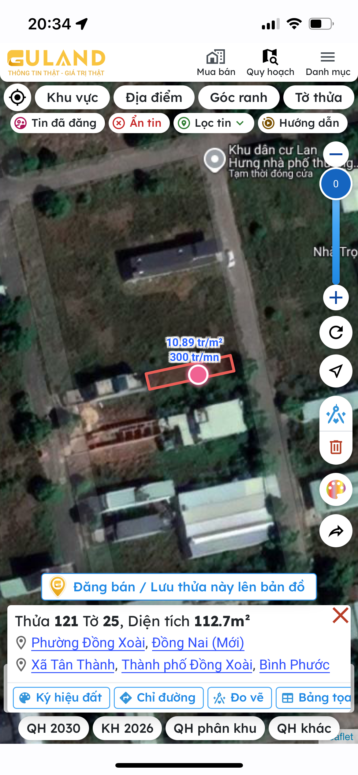 Bán đất 113m² full thổ cư ngang 5m giá 1,150 tỷ đồng ( thương lượng) tại Phường Đồng Xoài