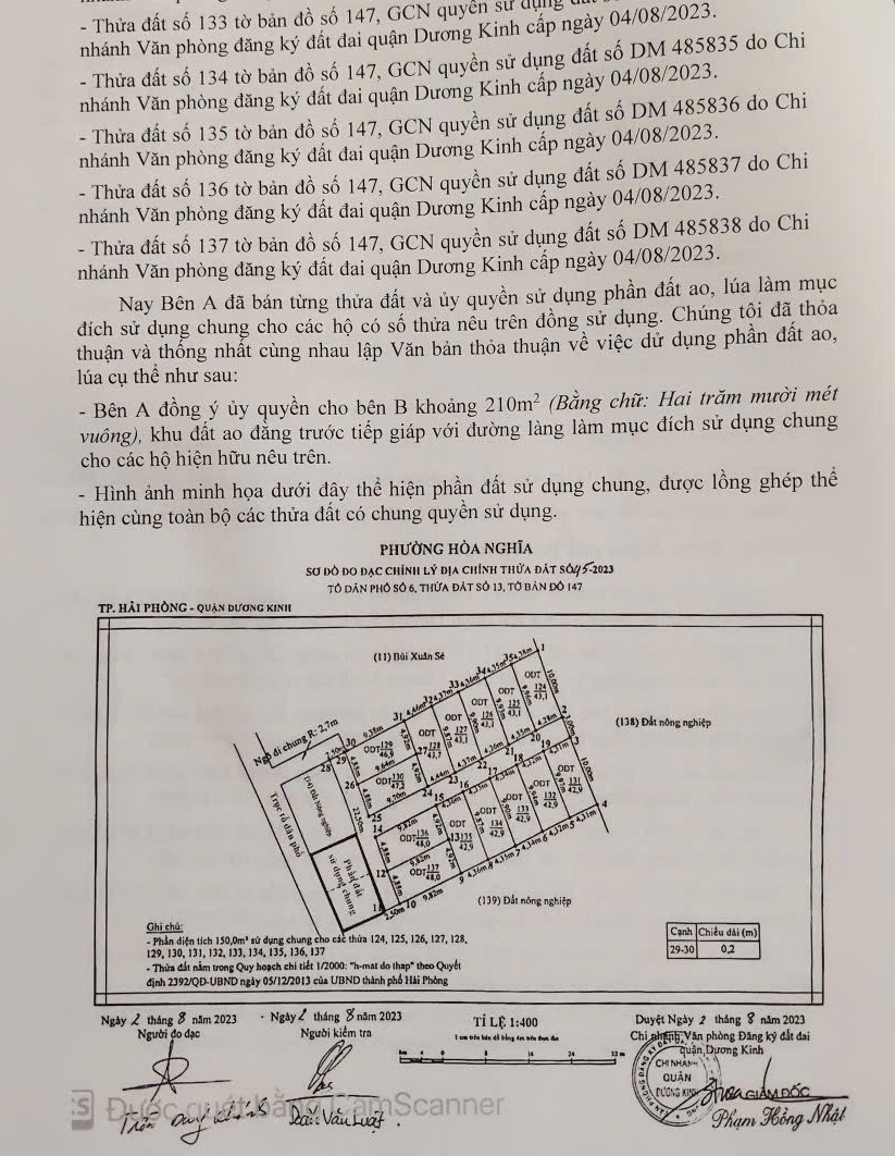 Bán đất 48m² full thổ cư ngang 4,8m giá 850 triệu tại Phường Dương Kinh (ngõ 2,5m Tĩnh Hải, Hòa Nghĩa cũ)