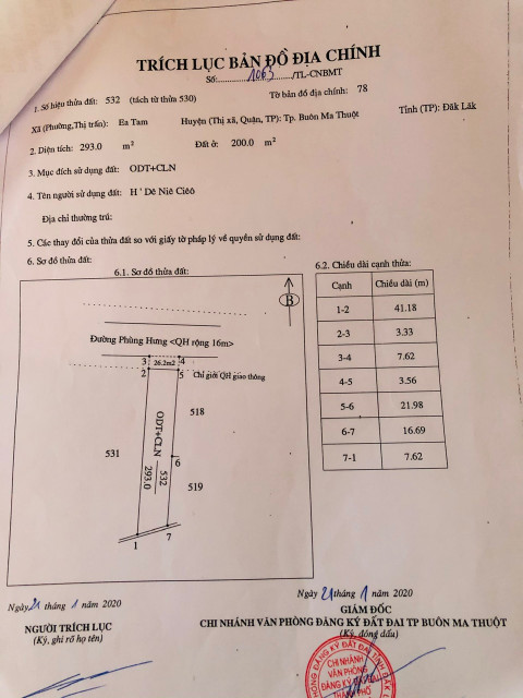 Bán đất 322.1m² 4 tỷ tại Phường Ea Tam Thành phố Buôn Ma Thuột