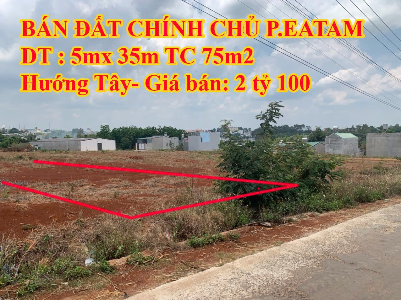 BÁN LÔ ETAM KHU PHÙNG HƯNG   - Diện tích : 5 x 35m Thổ cư 75m2 -Giá 2tỷ100