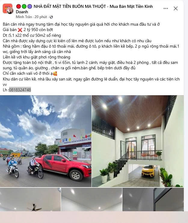 Bán nhà 113m² ngang 5.1m giá 2.95 tỷ tại Phường Ea Tam Thành phố Buôn Ma Thuột