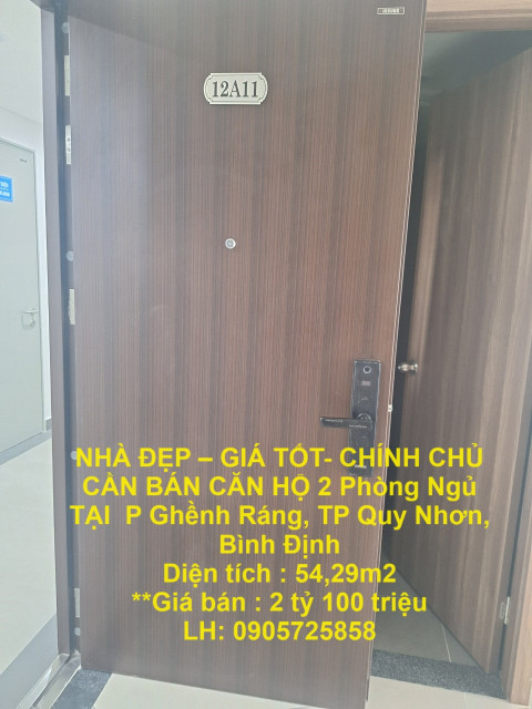 NHÀ ĐẸP – GIÁ TỐT- CHÍNH CHỦ CẦN BÁN CĂN HỘ 2 Phòng Ngủ  TẠI  P Ghềnh Ráng, TP Quy Nhơn, Bình Định