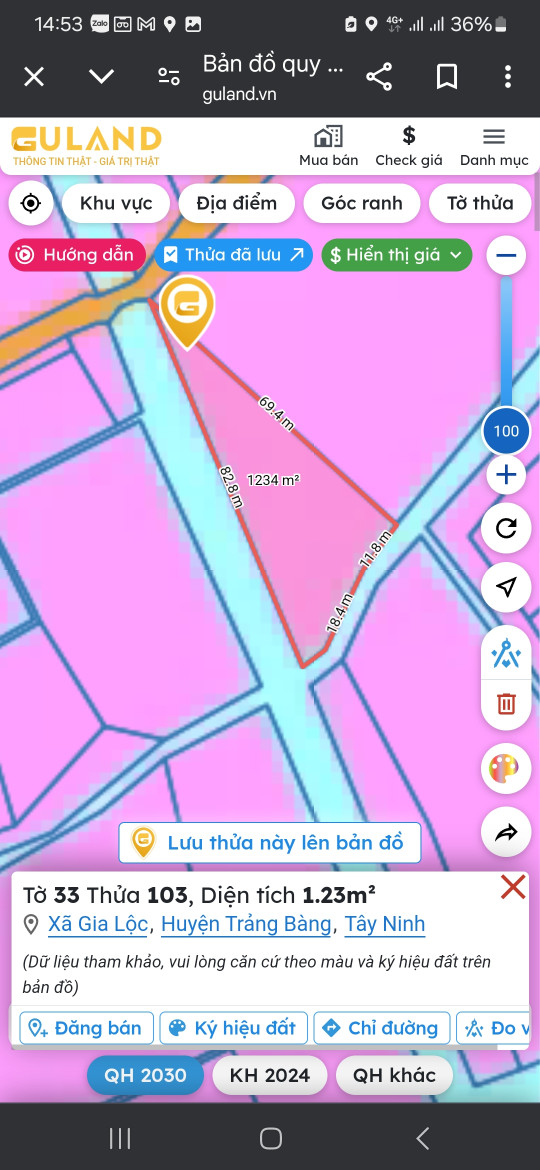 Cần bán lô đất phường Gia Lộc, TX Trảng Bàng mặt tiền dài khủng