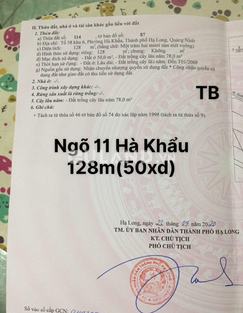Bán Đất Ngõ 11 Hà Khẩu