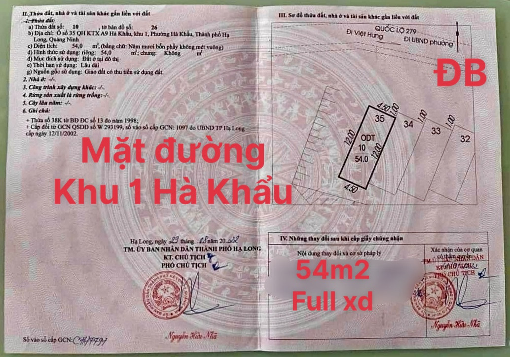 ĐẤT MẶT ĐƯỜNG HÀ KHẨU - HẠ LONG