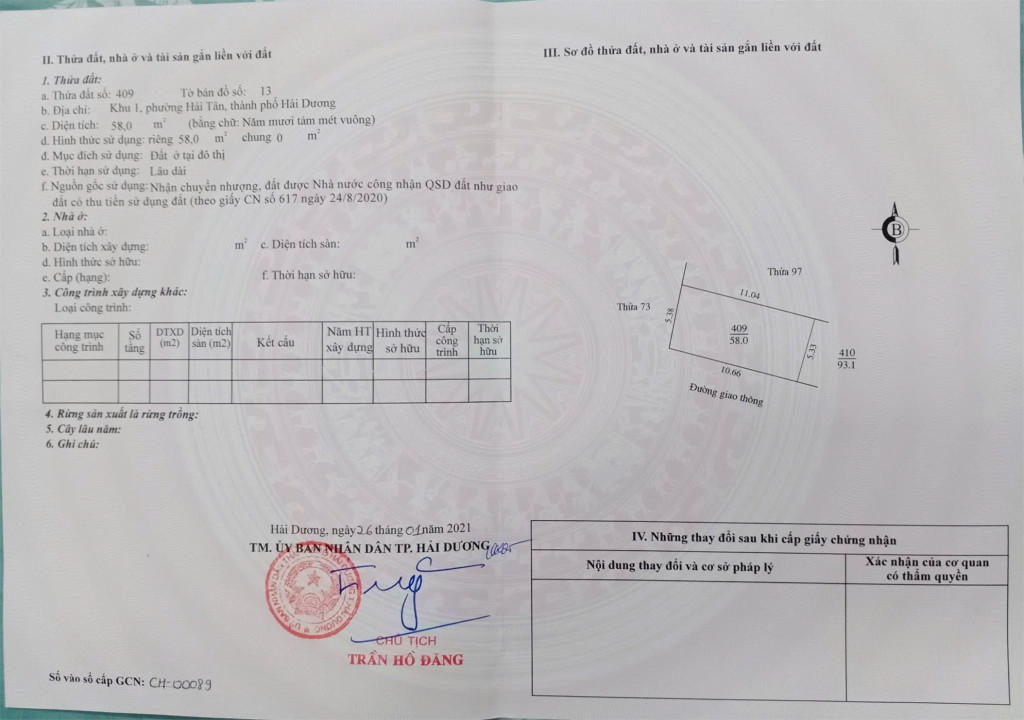 ĐẤT ĐẸP - GIÁ CỰC TỐT - CHÍNH CHỦ BÁN NHANH ĐẤT Khu 1, phường Hải Tân, thành phố Hải Dương.