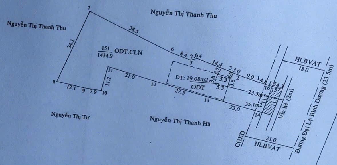 Bán đất 1488.9m² ngang 12,5m giá 26.5 tỷ tại Phường Hiệp An 0815422197
