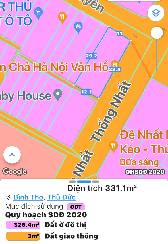"Bán Đất Mặt Tiền Lô Góc Hàn Thuyên Thống Nhất Bình Thọ Thủ Đức, 331m2, Giá 52 Tỷ
