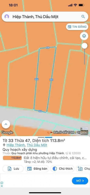 Đất Hiệp Thành vị trí trung tâm đẹp nhánh Nguyễn Văn Tiết