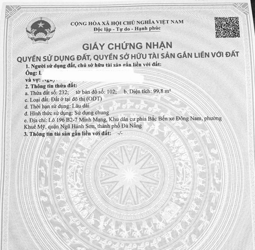 Đất đường Minh Mạng, Sát Bãi Tắm Sơn Thủy, Đ Nẵng, 100m2/11 tỷ