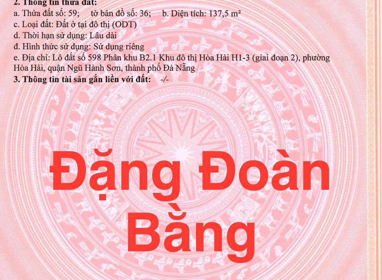 2 lô Đất đường Đặng Đoàn Bằng, Khuê Mỹ, NHSơn, Đ Nẵng, 275m2/13,x  tỷ