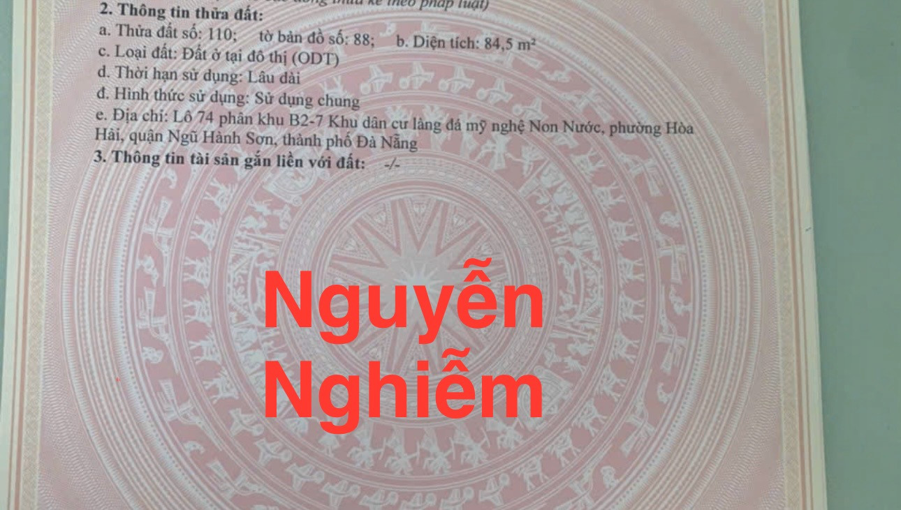 2 lô đường Nguyễn Nghiễm,Hòa Hải ,169m2,H: Đông,giá:7,25 tỷ