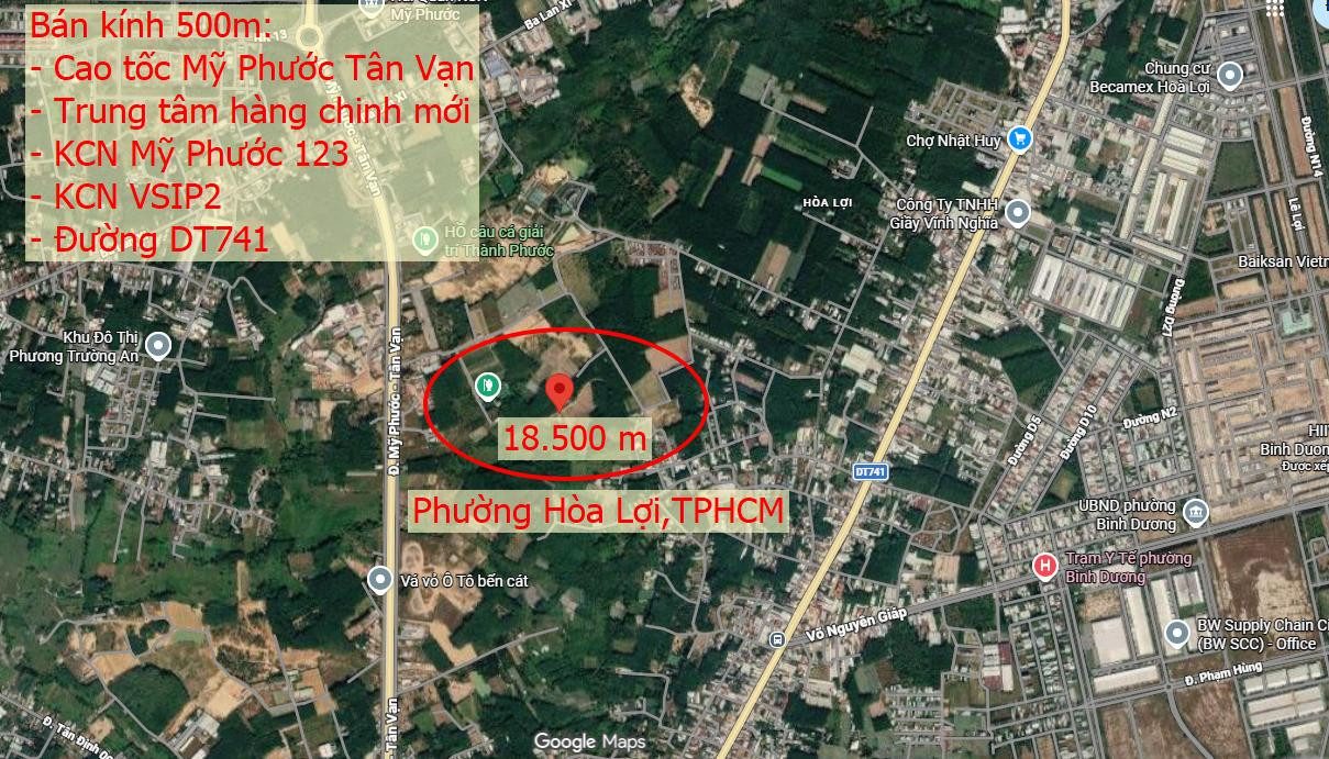 Bán Đất 18500m² giá 33 tỷ tại Phường Hòa Lợi Thị xã Bến Cát Bình Dương