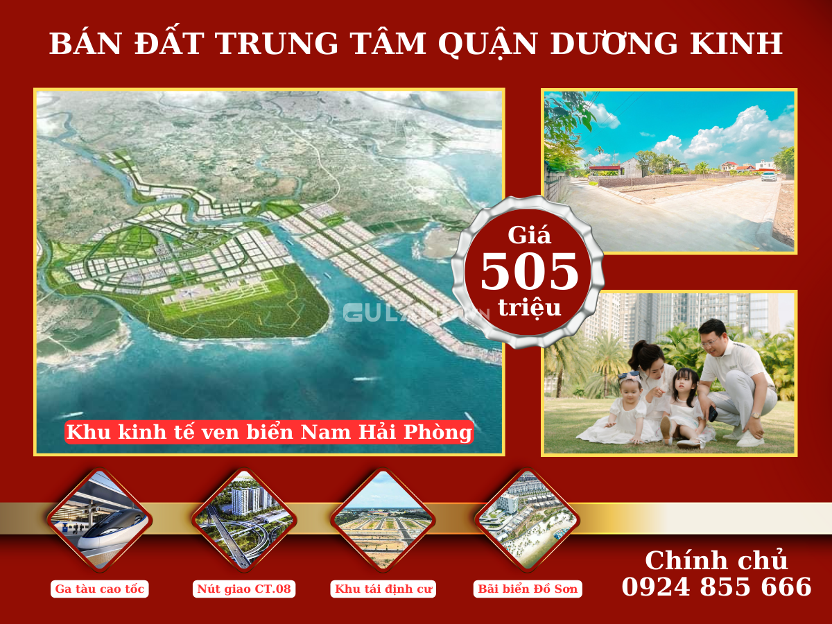 Bán đất trung tâm quận Dương Kinh vị trí giao nhau hàng loạt đường Cao tốc giá chỉ 505 triệu/ lô.