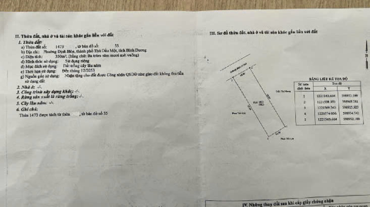 Bán đất 350m² 3.5 tỷ tại Phường Hoà Phú Thành phố Thủ Dầu Một